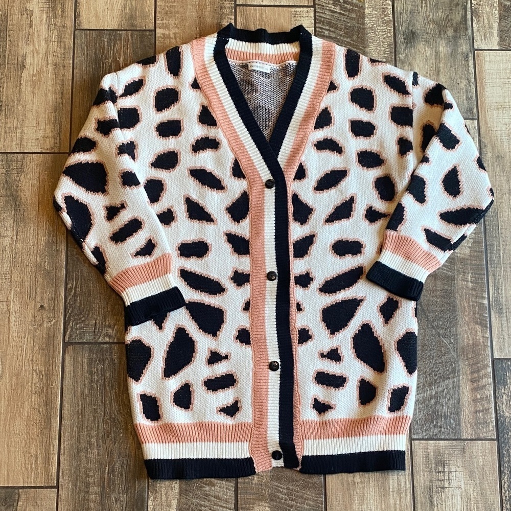 Andthewhy Leopard Print Cardigan Sweater